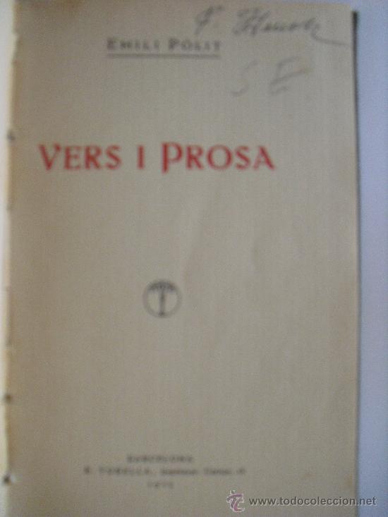 Libros antiguos: Vers i Prosa. Polit, Emili. - Foto 1