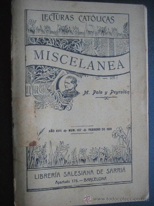 Libros antiguos: MISCEL&Aacute;NEA. POLO Y PEYROL&Oacute;N, M. 1910 - Foto 1