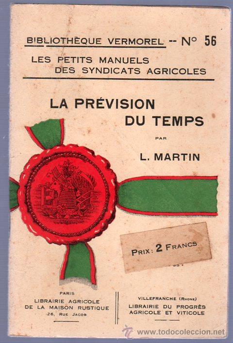Libros antiguos: LA PREVISION DU TEMPS POR L.MARTIN - Foto 1