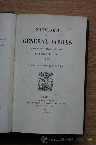 Libros antiguos: Souvenirs du G&eacute;n&eacute;ral... Jarras - Foto 1