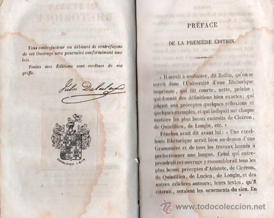 Libros antiguos: RHETORIQUE DE JOS - VICT. LE CLERC A&Ntilde;O 1850 - Foto 3