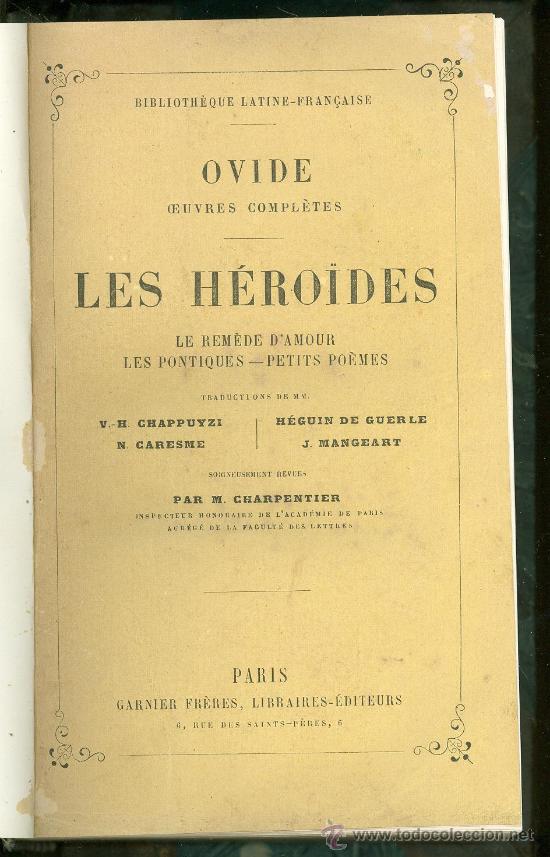 Libros antiguos: OBRAS COMPLETAS DE OVIDE. LES HEROIDES. PARIS. 1875. - Foto 1