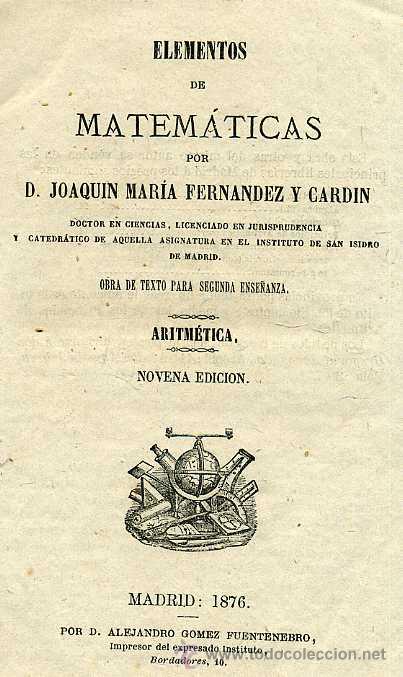 Libros antiguos: FERN&Aacute;NDEZ Y CARDIN : ARITM&Eacute;TICA (1876) - Foto 1