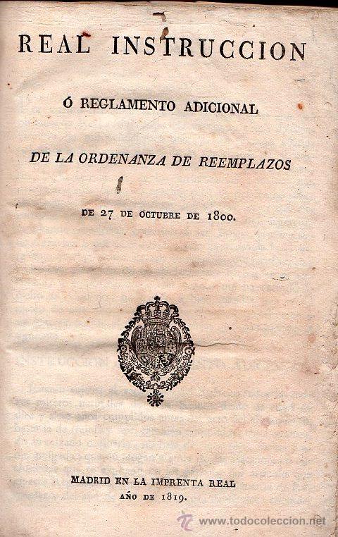 Libros antiguos: FOLLETO DE 1819 - REGLAMENTO ADICIONAL DE REMPLAZO - Foto 1