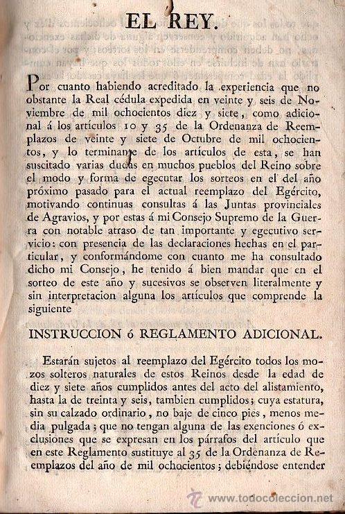Libros antiguos: FOLLETO DE 1819 - REGLAMENTO ADICIONAL DE REMPLAZO - Foto 4