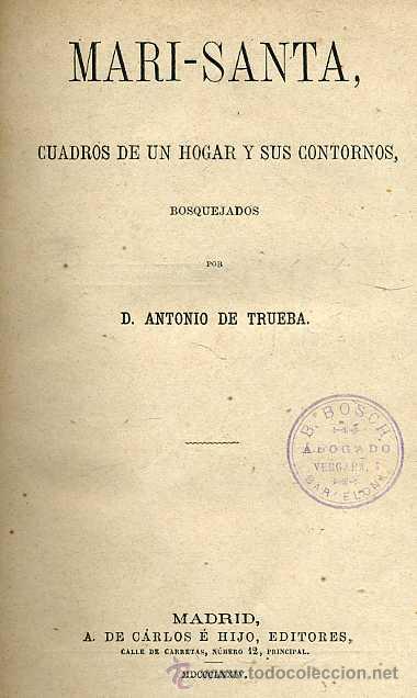 Libros antiguos: ANTONIO DE TRUEBA : MARI-SANTA (1874) - Foto 3