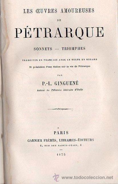 Libros antiguos: PETRARQUE 1875 POR GINGUENE - Foto 1