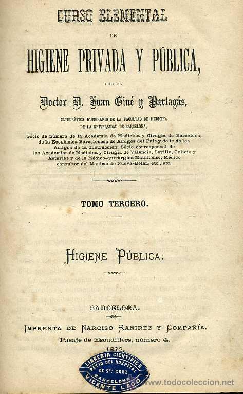 Libros antiguos: GIN&Eacute; Y PARTAG&Aacute;S : HIGIENE P&Uacute;BLICA (1872) - Foto 2