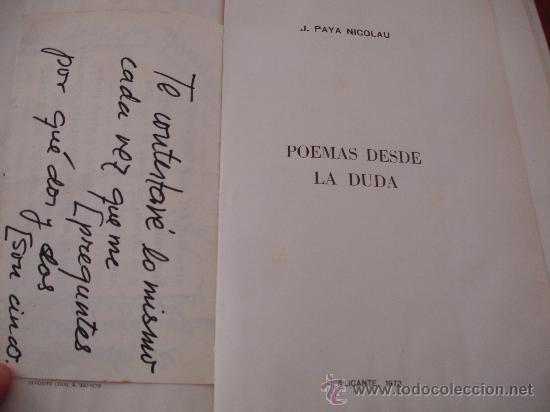 Libros antiguos: POEMAS DESDE LA DUDA ALICANTE - Foto 1