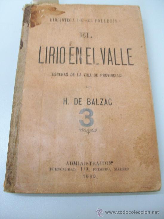 Libros antiguos: LIRIO EN EL VALLE - H. DE BALZAC - 1893 - Foto 1
