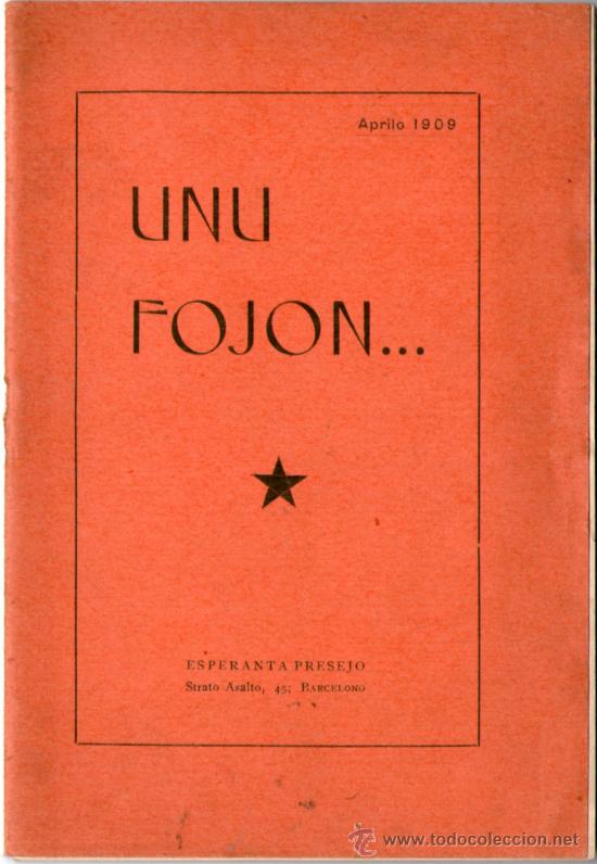 Libros antiguos: Unu Fojon 1909. Librito en esperanto