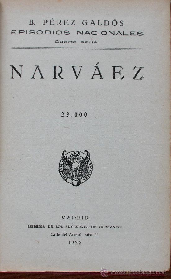 Libros antiguos: Narv&aacute;ez. Benito P&eacute;rez Gald&oacute;s - Foto 1