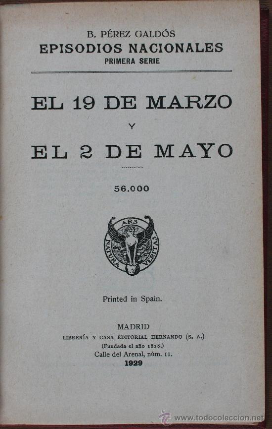 Libros antiguos: El 19 de Marzo y el 2 de Mayo. Benito P&eacute;rez Gald&oacute;s - Foto 1