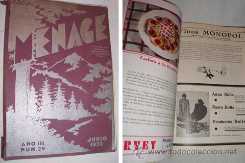 Libros antiguos: MENAGE. N&ordm; 29. 1933 - Foto 1
