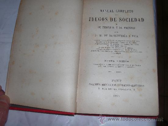 Libros antiguos: MANUAL DE JUEGOS DE SOCIEDAD - Foto 1