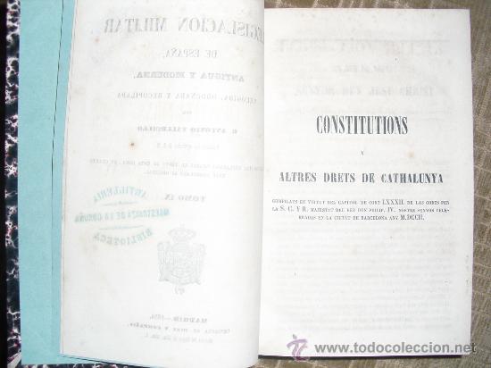 Libros antiguos: 1854 CONSTITUTIONS Y ALTRES DRETS DE CATALUNYA     VALLECILLO - Foto 2