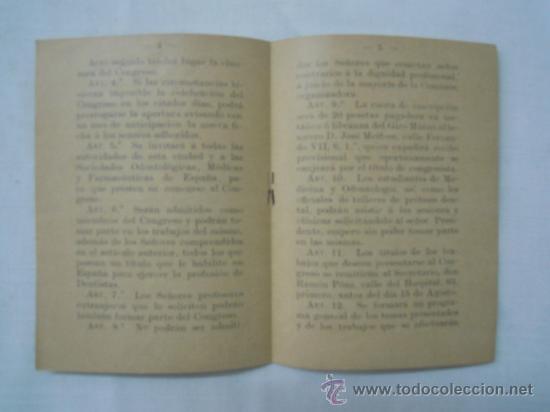 Libros antiguos: Congreso Odontol&oacute;gico Espa&ntilde;ol - Reglamento - Foto 2