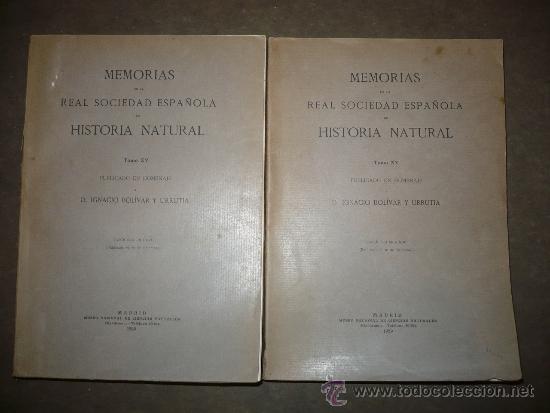 Libros antiguos: Memorias de la Real Sociedad de Historia Natural. 2 Tomos,1929.