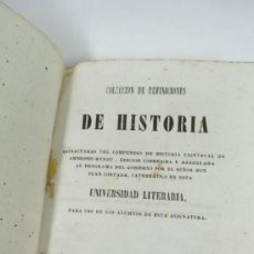 Libros antiguos: COLECCIÓN DE DEFINICIONES DE HISTORIA, BARCELONA 1848. UNIVERSIDAD LITERARIA. 15X10,5 CM.. Lote 30907753