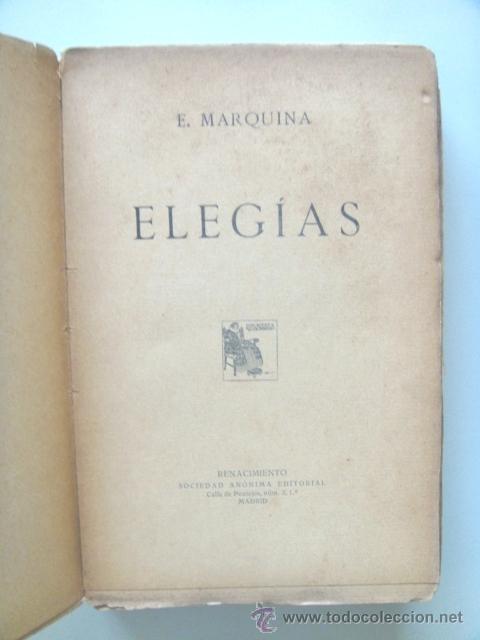 Libros antiguos: MARQUINA Eduardo: ELEGIAS. - Foto 3