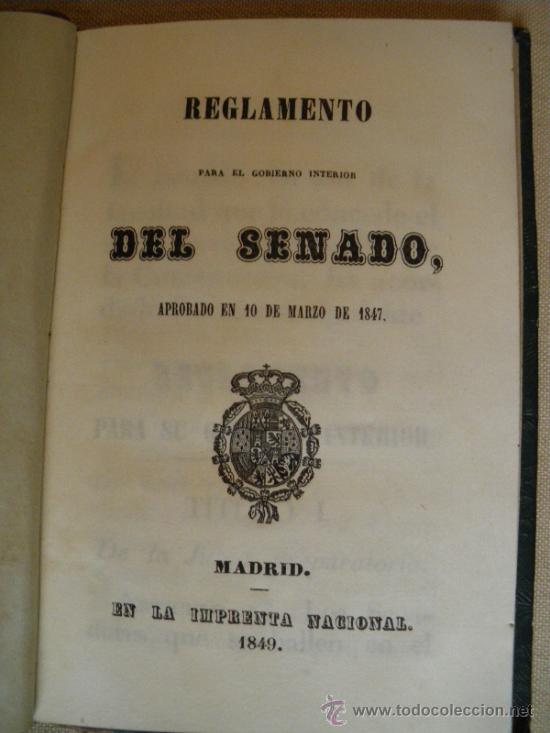 Libros antiguos: REGLAMENTO DEL SENADO. 1849. - Foto 1