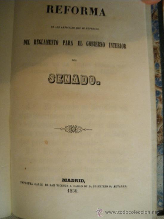 Libros antiguos: REGLAMENTO DEL SENADO. 1849. - Foto 5