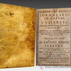 Libros antiguos: 1728 MUY IMPORTANTE FORMULARIO DE CARTAS Y VILLETES MANUAL EPISTOLAR PERGAMINO. Lote 31267077