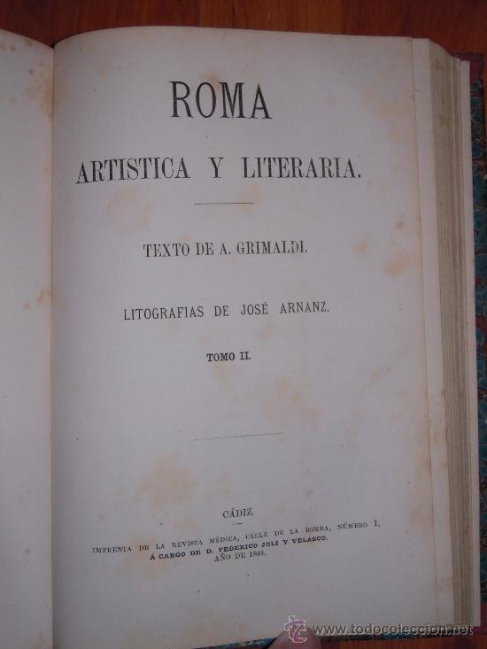 Libros antiguos: Roma art&iacute;stica y literaria. 2 Tomos, 1864. A. Grimaldi. - Foto 6