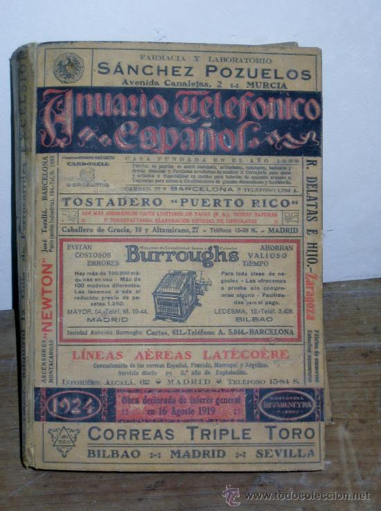 Libros antiguos: ANUARIO TELEFONICO ESPA&Ntilde;OL 1924 - Foto 1