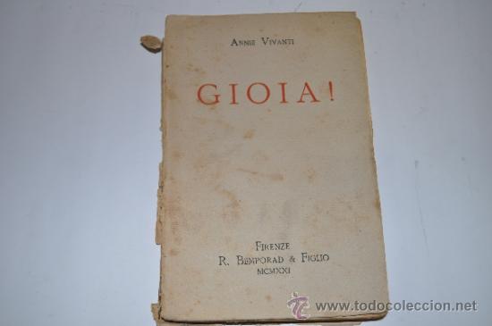 Libros antiguos: Gioia! ANNIE VIVANTI  RA15277 - Foto 1