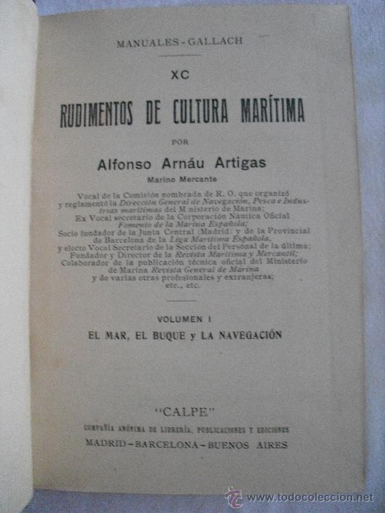 Antiquarische B&uuml;cher: Rudimentos de cultura mar&iacute;tima. Arnau Artigas, A.