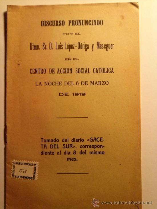 Libros antiguos: DISCURSO CENTRO ACCION SOCIAL GRANADA. 1919 - Foto 1
