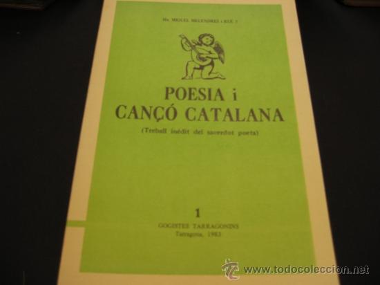 Antiquarische B&uuml;cher: POESIA I CAN&Ccedil;O CATALANA - MIQUEL MELENDRES I RUE