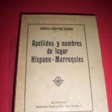 Libros antiguos: JUNGFER, J. - ESTUDIOS SOBRE APELLIDOS Y NOMBRES DE LUGAR HISPANO-MARROQUÍES. Lote 33948244