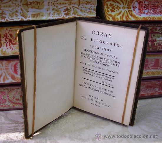 Libros antiguos: OBRAS DE HIP&Oacute;CRATES .  AFORISMOS .  Autor  : Hip&oacute;crates - Foto 2