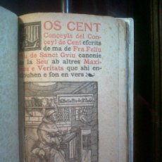 Libros antiguos: BIBLIOFILIA, O BIBLIÓFILO, LOS CENT CONSEYLS DEL CONSEYL DE CENT, 1899, EN CATALAN