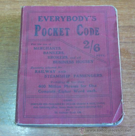 Libros antiguos: EVERYBODYS POCKET CODE. SAUNDERS, W. M. RARO C&Oacute;DIGO DE TEL&Eacute;GRAFOS. PRIMERA EDICI&Oacute;N. 1911. - Foto 1