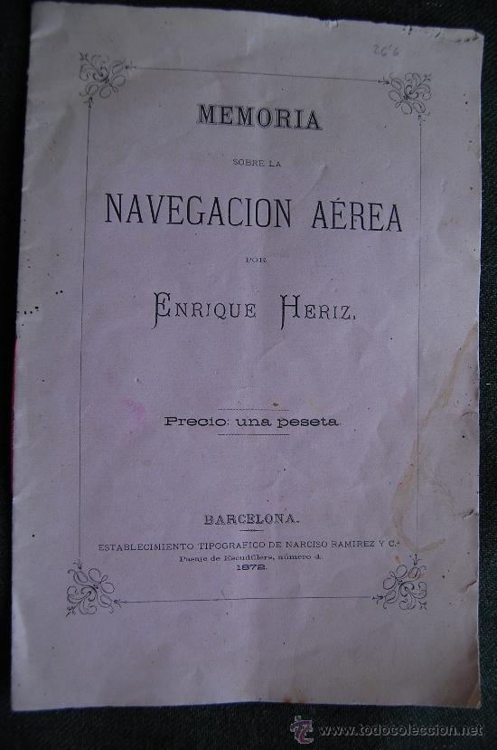 Libros antiguos: MEMORIA SOBRE LA NAVEGACI&Oacute;N A&Eacute;REA - Foto 1