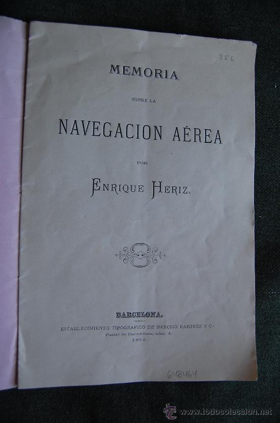 Libros antiguos: MEMORIA SOBRE LA NAVEGACI&Oacute;N A&Eacute;REA - Foto 2