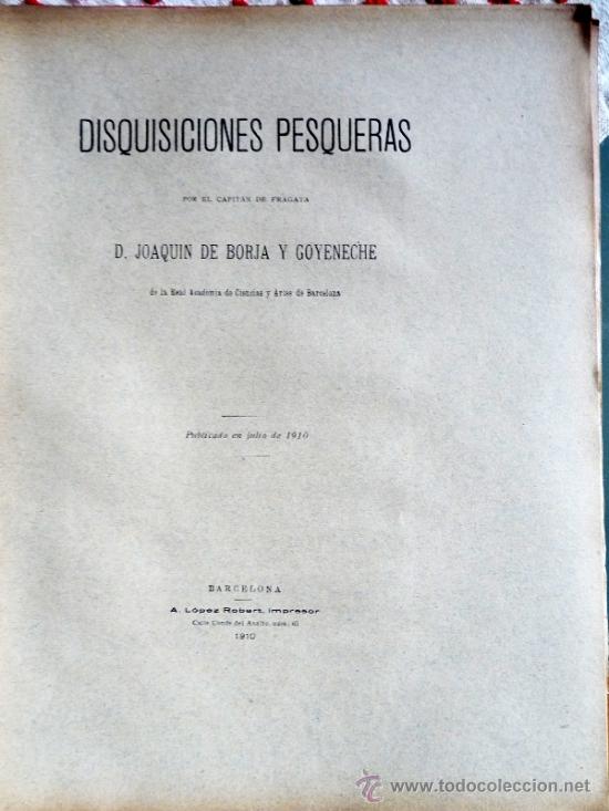 Libros antiguos: Disquisiciones Pesqueras. Joaquin de Borja y Goyeneche - Foto 1
