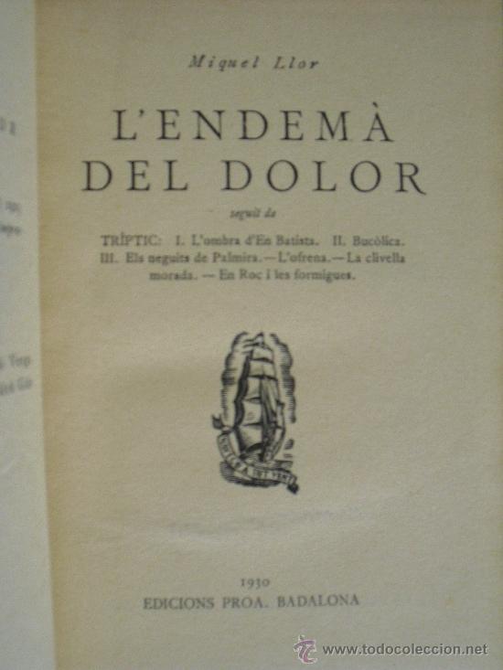 Libros antiguos: Lendem&agrave; del dolor. Llor, Miquel - Foto 1