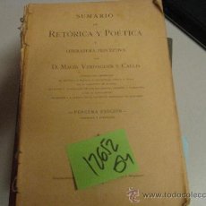 Libros antiguos: SUMARIO DE RETORICA Y POETICA O LITERATURA PRECEPTIVA MAGIN VERDAGUER Y CALLIS	1894	. Lote 35937279