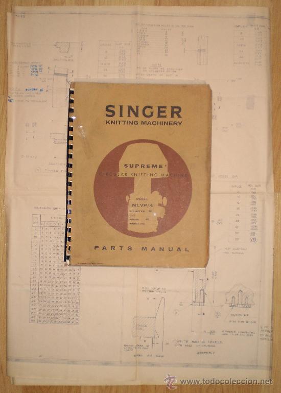 Libros antiguos: REPLACEMENT PART MANUAL SINGER SUPREME MODEL MLVP CIRCULAR KNITTING MACHINE - Foto 1