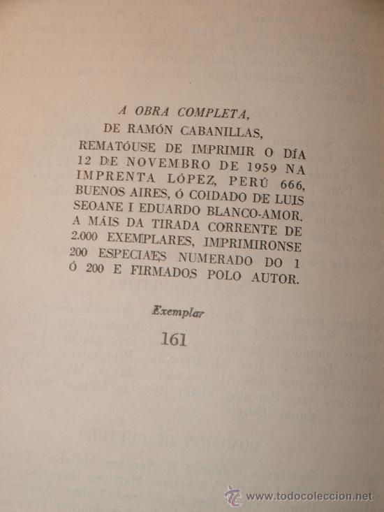Libros antiguos: Ram&oacute;n Caba&ntilde;illas. Obra Completa. Ediciones Galicia. - Foto 4