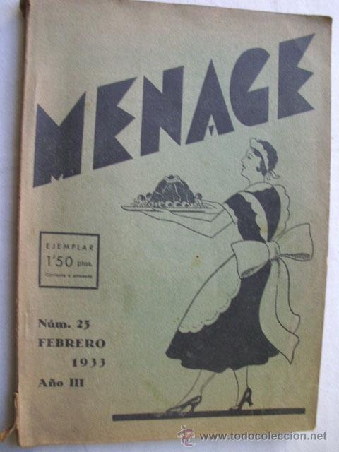 Libros antiguos: MENAGE. N&ordm; 25. 1933 - Foto 1