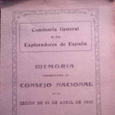 Libros antiguos: MEMORIA PRESENTADA AL CONSEJO NACIONAL DE LOS EXPLORADORES DE ESPAÑA. SCOUTS. 1916