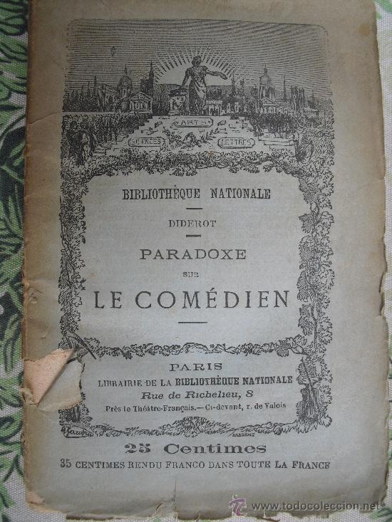 Libros antiguos: Paradoxe sur Le Comedien. Diderot - Foto 1