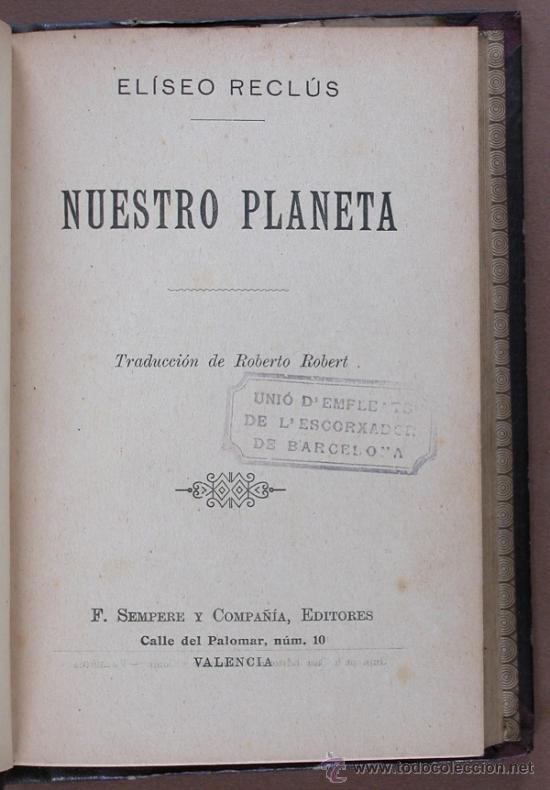 Libros antiguos: Nuestro Planeta. Eliseo Recl&uacute;s - Foto 1