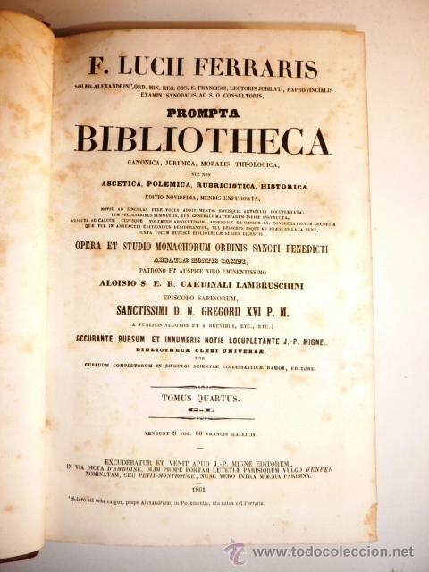 Libros antiguos: LUCII FERRARIS. PROMPTA BIBLIOTHECA 1861 - Foto 3