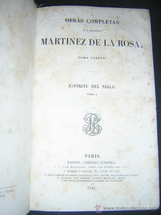 Libros antiguos: 1845 - MARTINEZ DE LA ROSA - ESPIRITU DEL SIGLO - 2 TOMOS (COMPLETO) - Foto 3